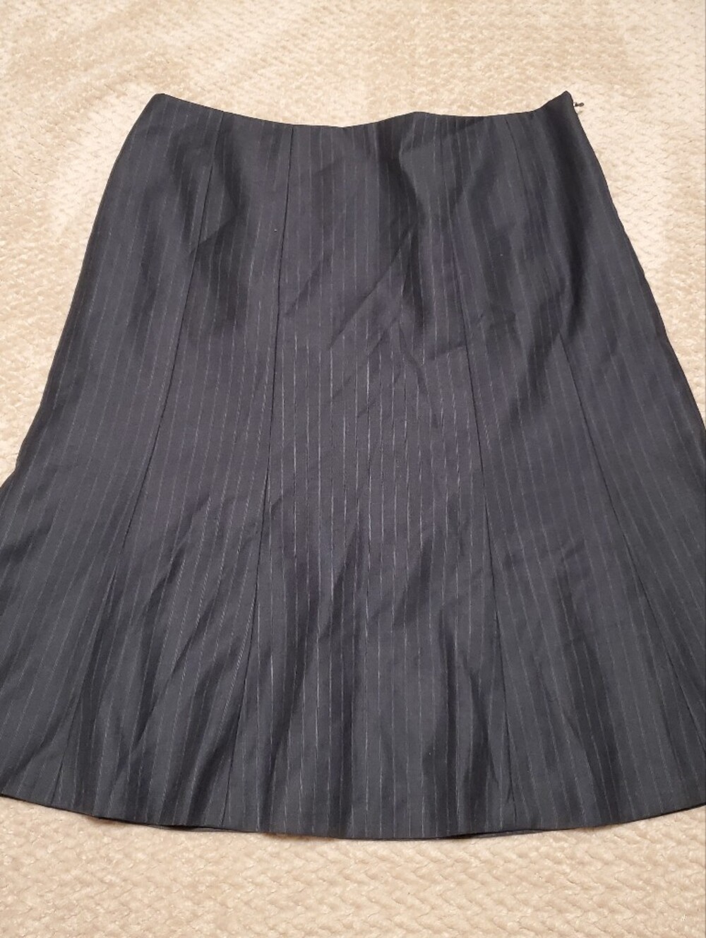 Classic Black Pinstripe A-Line Skirt
